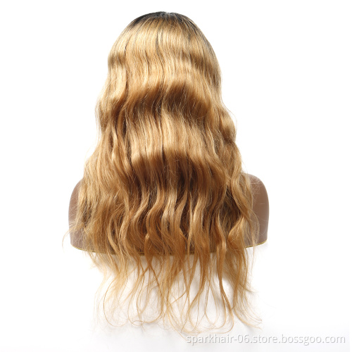 SPARK 10A Brazilian Virgin Hair Lace Front Wigs Body Wave Glueless Human Hair Wigs for Black Women Ombre 1B/27